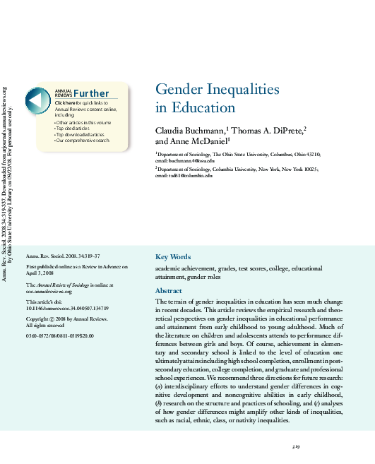 (PDF) Gender Inequality in Education
