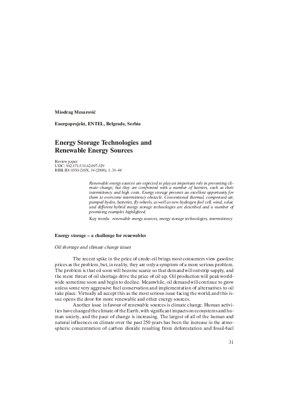 (PDF) Energy Storage Technologies and Renewable Energy Sources