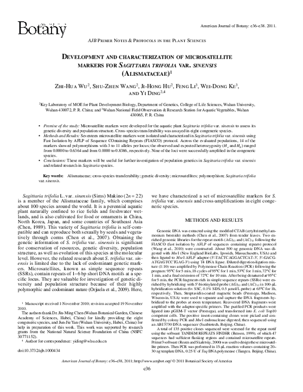 (PDF) Development and Characterization of Microsatellite Loci in ...