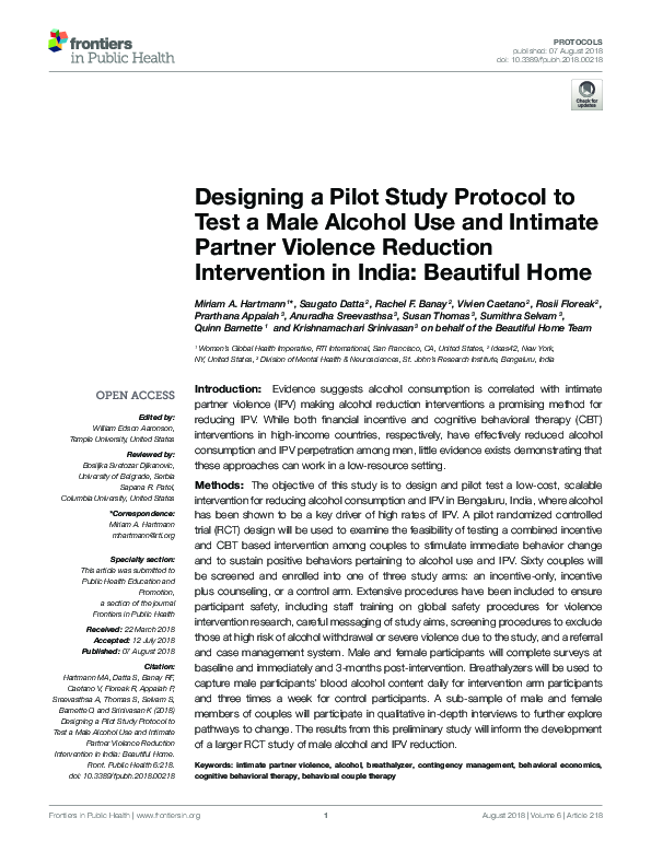 (PDF) Designing a Pilot Study Protocol to Test a Male Alcohol Use and ...