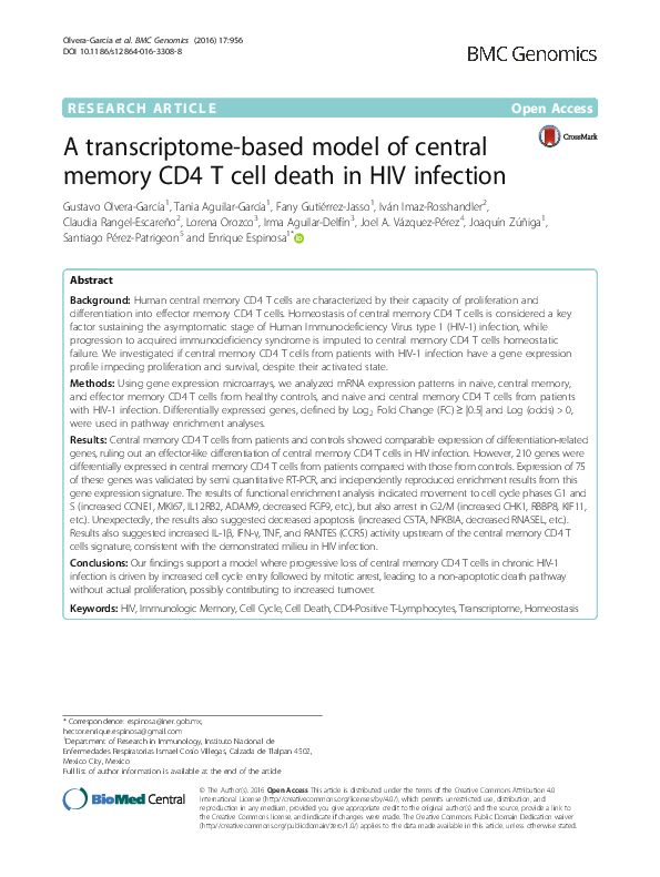 (PDF) A transcriptome-based model of central memory CD4 T cell death in ...