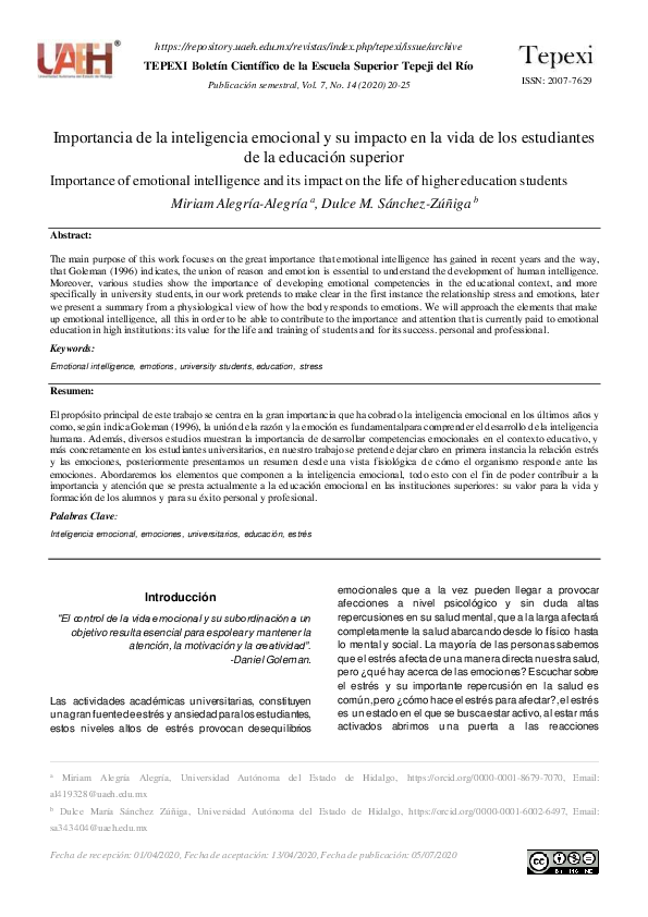 (PDF) Importancia de la inteligencia emocional y su impacto en la vida ...