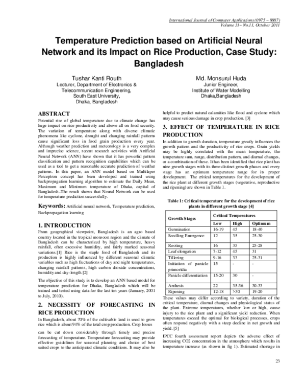 (PDF) Temperature Prediction based on Artificial Neural Network and its ...