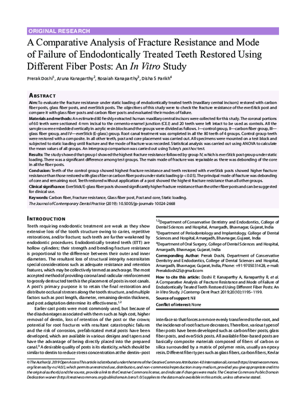 (PDF) A Comparative Analysis of Fracture Resistance and Mode of Failure ...