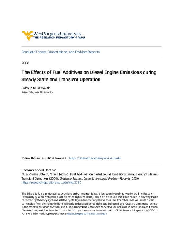 (PDF) The effects of fuel additives on diesel engine emissions during ...