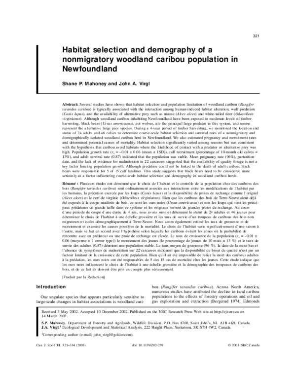 (PDF) Habitat selection and demography of a nonmigratory woodland ...