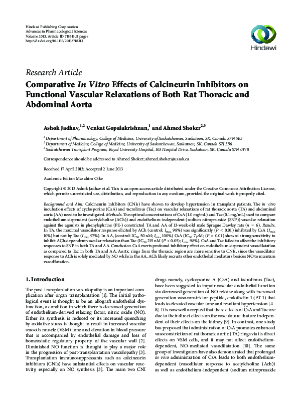 (PDF) Comparative In Vitro Effects of Calcineurin Inhibitors on ...