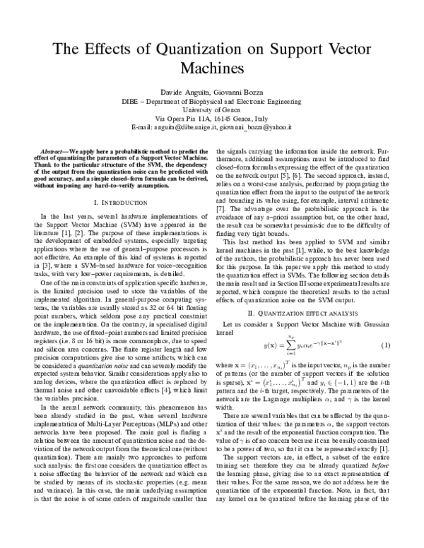 (PDF) The Effects of Quantization on Support Vector Machines