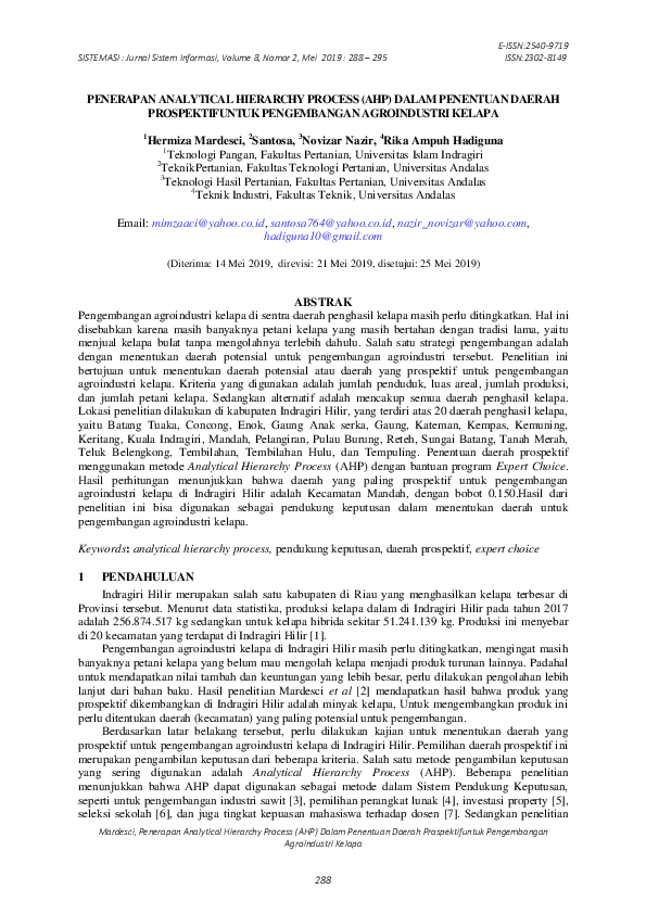 Pdf Penerapan Analytical Hierarchy Process Ahp Dalam Penentuan Pdf Penerapan Analytical Hierarchy Process Ahp Dalam Penentuan