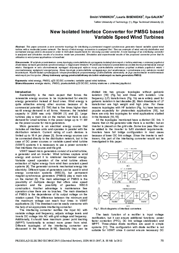 (PDF) New Isolated Interface Converter for PMSG based Variable Speed ...