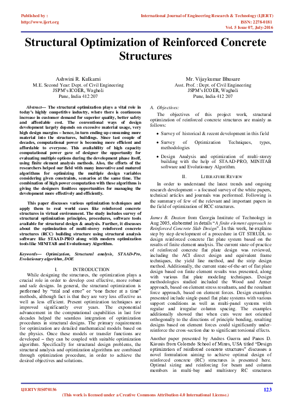 (PDF) Structural optimization of reinforced concrete structures