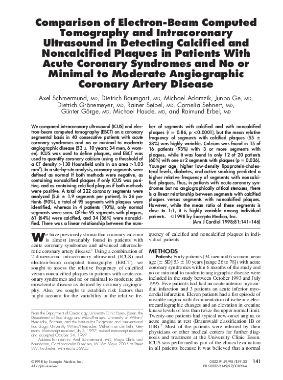 (PDF) Comparison of electron beam computed tomography scanning and ...