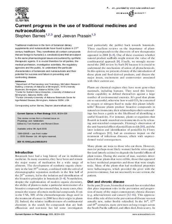 (PDF) Current progress in the use of traditional medicines and ...