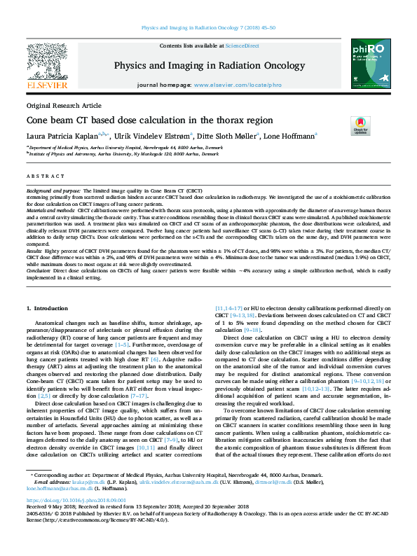 (PDF) Cone beam CT based dose calculation in the thorax region