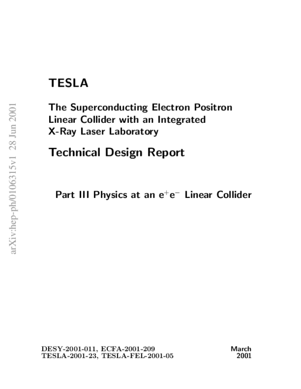  PDF TESLA Technical Design Report Part III Physics At An E E Linear 