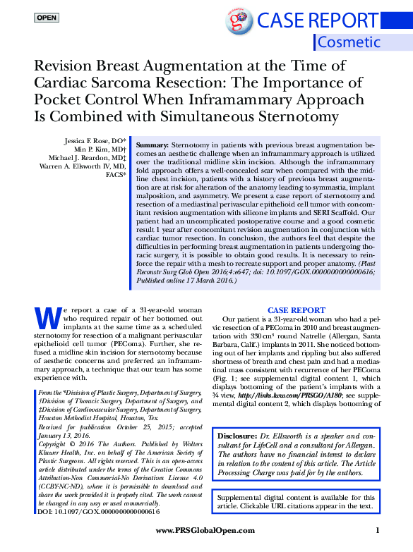(PDF) Revision Breast Augmentation at the Time of Cardiac Sarcoma ...
