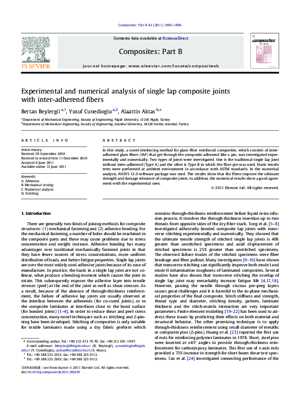 (PDF) Experimental and numerical analysis of single lap composite ...