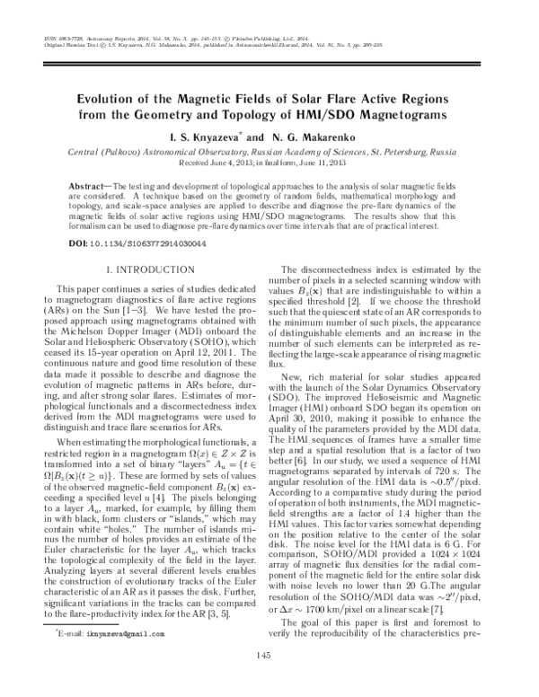 (PDF) Evolution of the magnetic fields of solar flare active regions ...