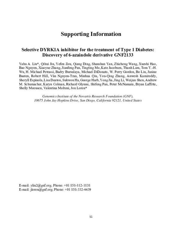 (PDF) Selective DYRK1A Inhibitor for the Treatment of Type 1 Diabetes ...