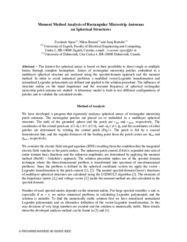 (PDF) Moment Method Analysis of Rectangular Microstrip Antennas on ...