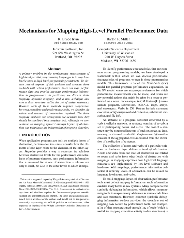 (PDF) Mechanisms for mapping high-level parallel performance data