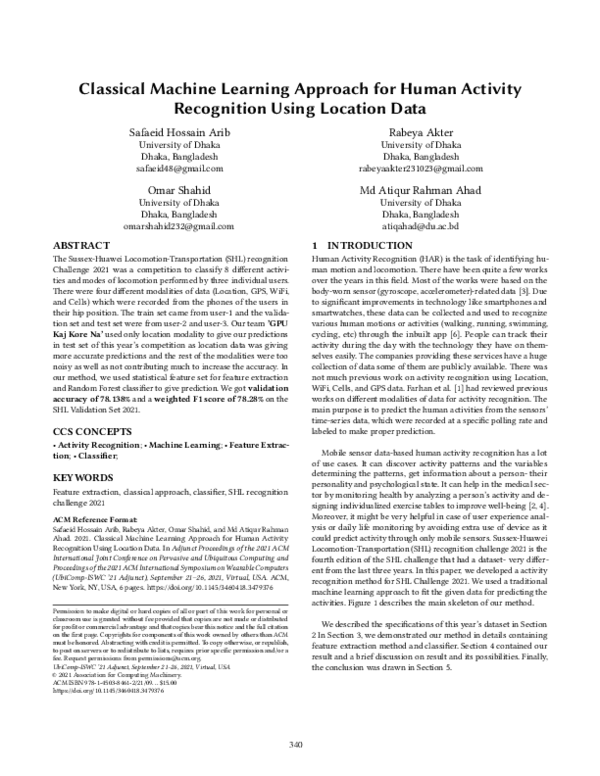 (PDF) Classical Machine Learning Approach for Human Activity ...