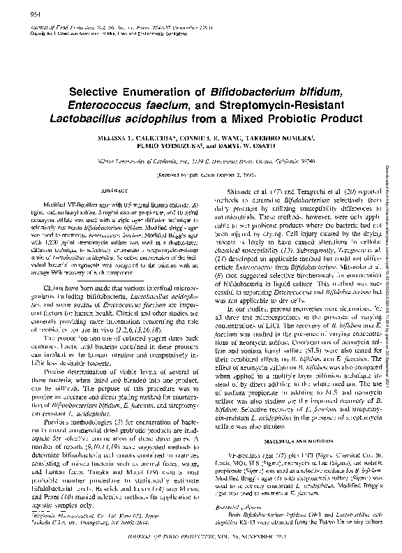 (PDF) Selective Enumeration of Bifidobacterium bifidum, Enterococcus ...