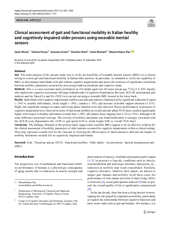 (PDF) Clinical assessment of gait and functional mobility in Italian ...