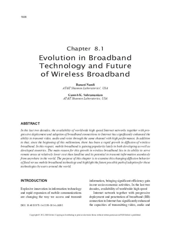 (PDF) Evolution in Broadband Technology and Future of Wireless Broadband