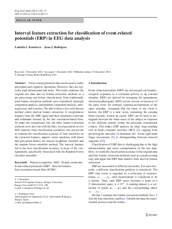 (PDF) Interval feature extraction for classification of event-related ...