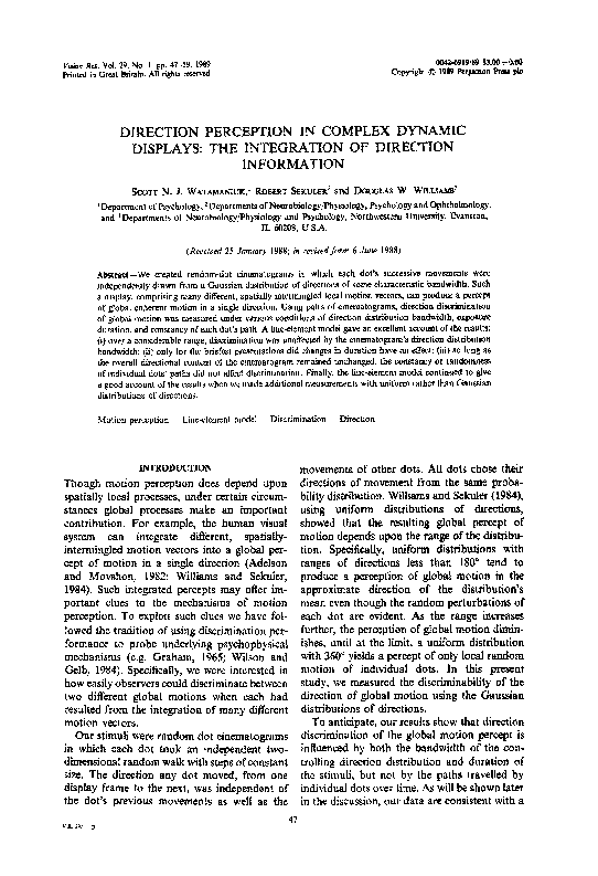 (PDF) Direction perception in complex dynamic displays: The integration ...