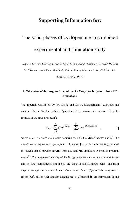 (PDF) Solid Phases of Cyclopentane: Combined Experimental and ...