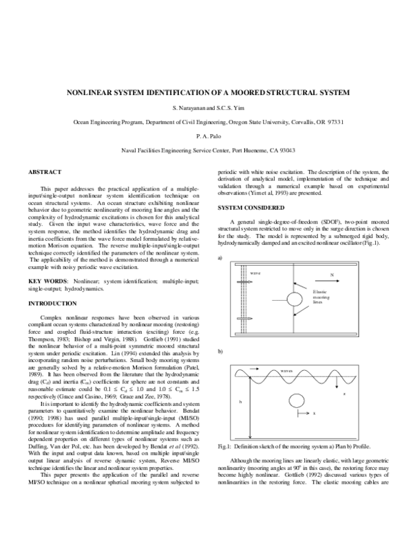 (PDF) Nonlinear System Identification of a Moored Structural System