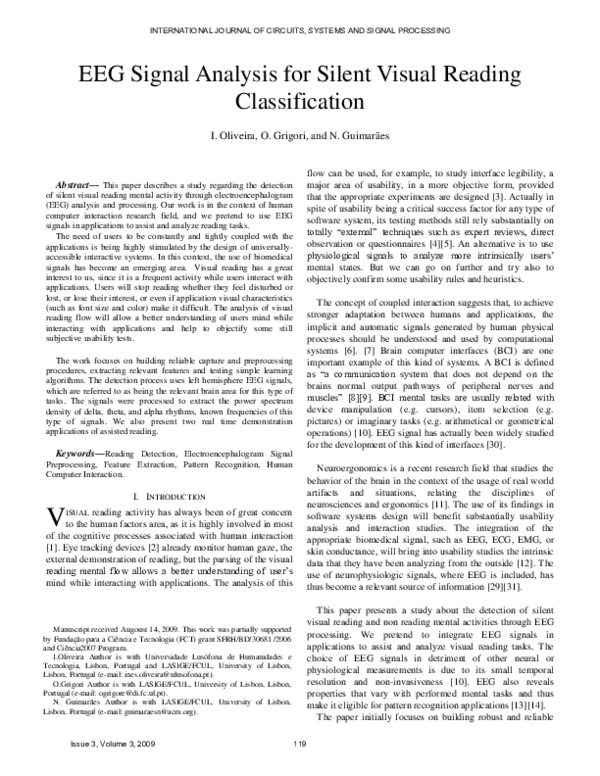 (PDF) EEG Signal Analysis for Silent Visual Reading Classification