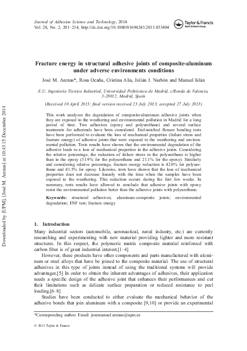 Pdf Fracture Energy In Structural Adhesive Joints Of Composite