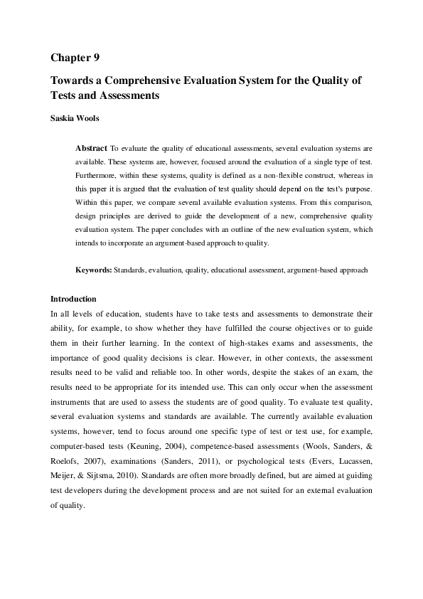 (PDF) Towards a comprehensive evaluation system for the quality of ...
