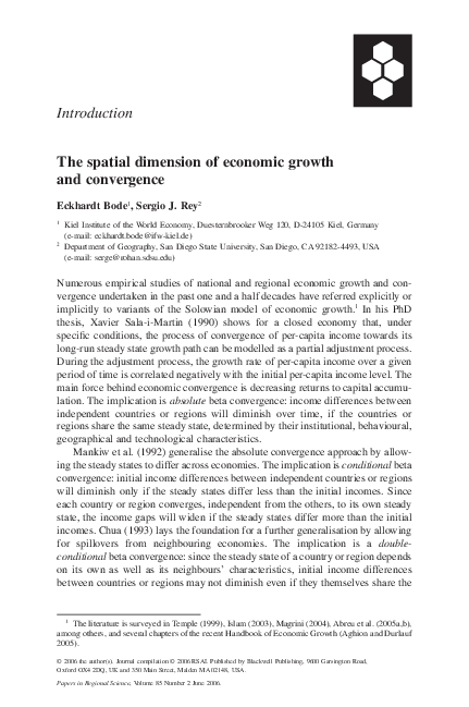(PDF) The spatial dimension of economic growth and convergence