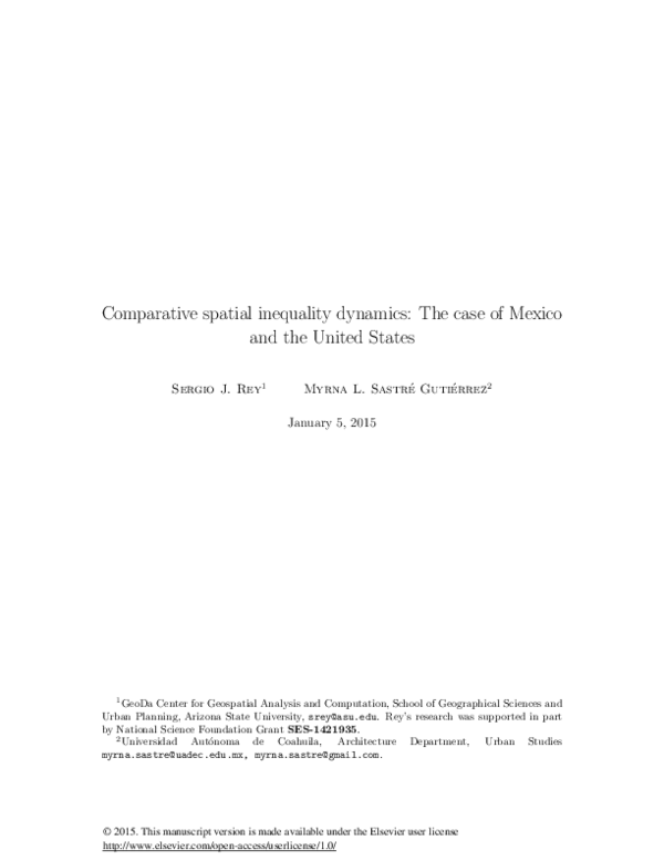 (PDF) Comparative spatial inequality dynamics: The case of Mexico and ...