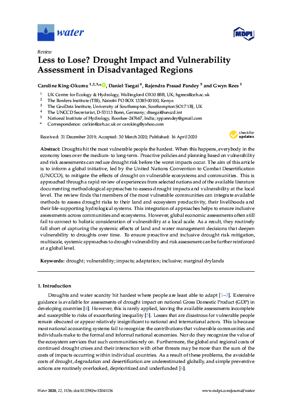 (PDF) Less to Lose? Drought Impact and Vulnerability Assessment in ...