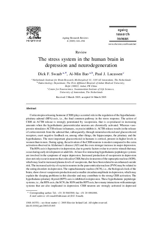 (PDF) The stress system in the human brain in depression and ...
