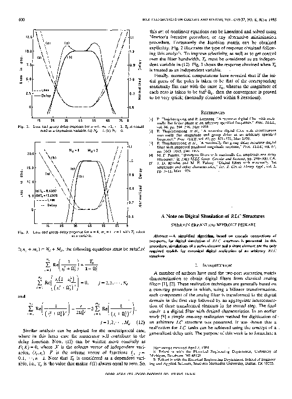 (PDF) A note on digital simulation of RLC structures