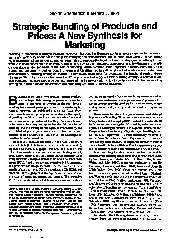(PDF) Strategic Bundling of Products and Prices: A New Synthesis fbr i ...