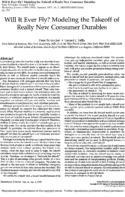 (PDF) Will It Ever Fly? Modeling the Takeoff of Really New Consumer ...