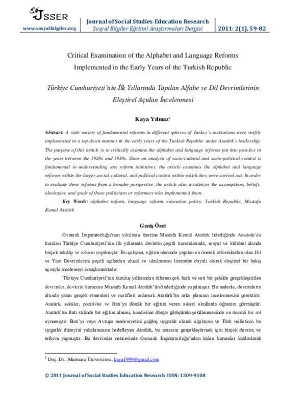 (PDF) Critical Examination of the Alphabet and Language Reforms ...