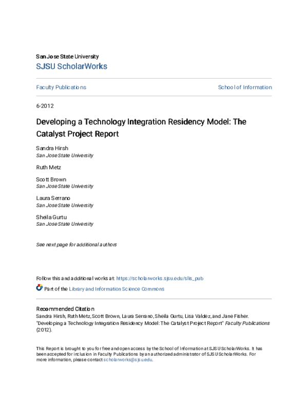 (PDF) Developing a Technology Integration Residency Model: The Catalyst ...