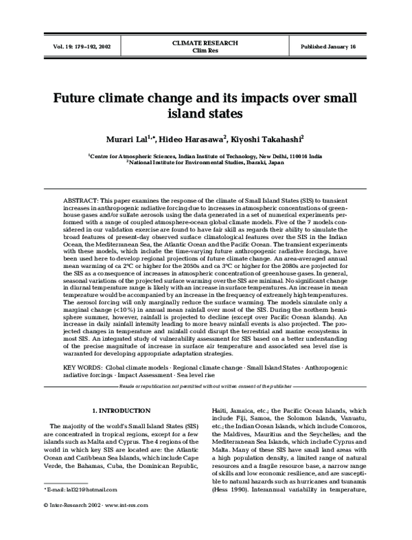 (PDF) Future climate change and its impacts over small island states