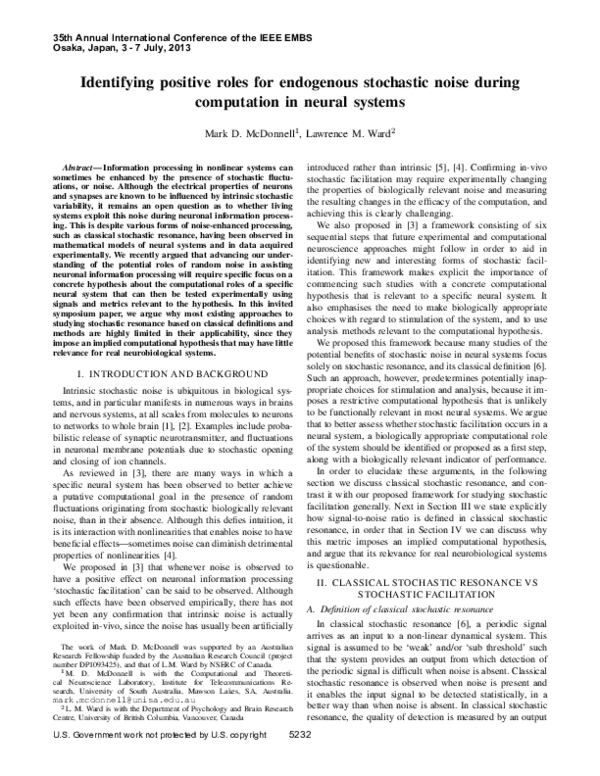 (PDF) Identifying positive roles for endogenous stochastic noise during ...