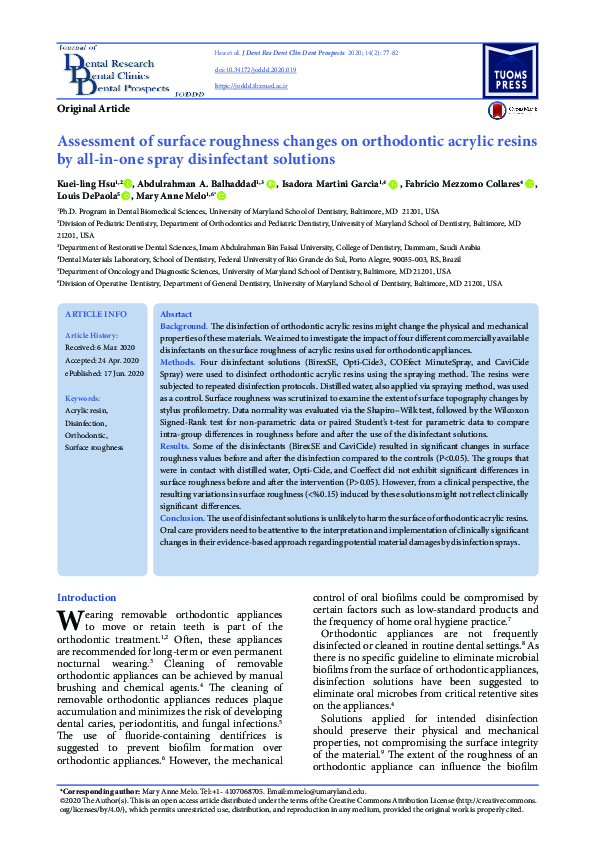 (PDF) Assessment of surface roughness changes on orthodontic acrylic