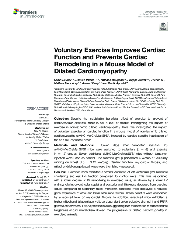 (PDF) Voluntary Exercise Improves Cardiac Function and Prevents Cardiac ...
