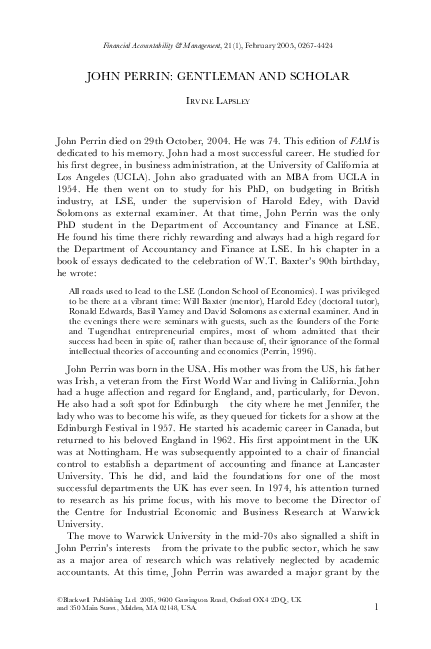 (PDF) John Perrin: Gentleman and Scholar